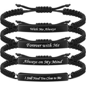4 Pack Black Cremation Jewelry Urn Bracelets for Ashes Adjustable Memorial Keeps